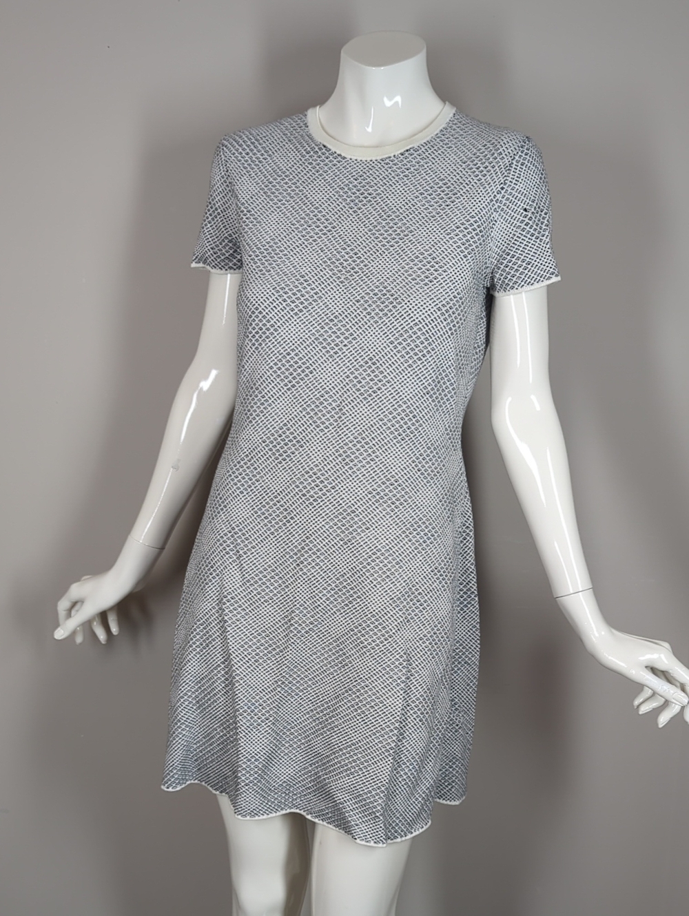 Theory Gray Patterned Short Sleeve Mini Dress Small